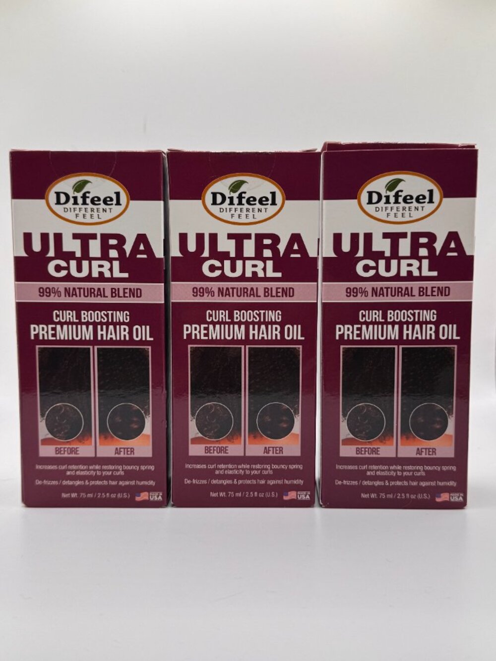Difeel Ultra Curl Premium Hair Oil (3 Pack) 99% Natural Curl Boosting